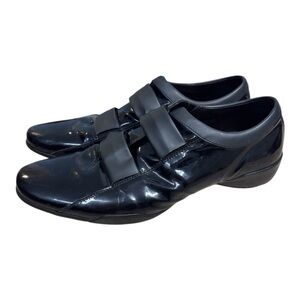 Bruno Magli Black Patent Leather Dress Shoes Italy Made Double Strap Men’s 9